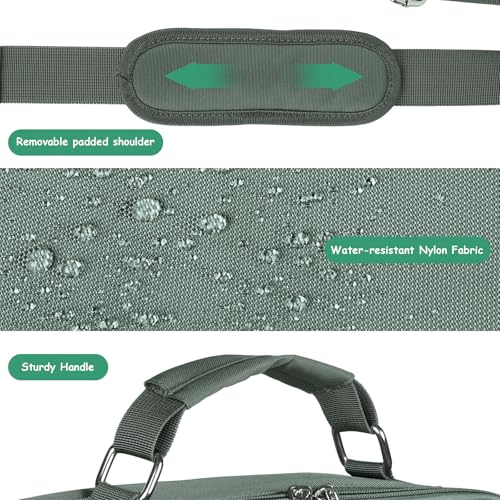 3 Ring Zipper Binder 500-Sheet Zipper Binder Adjustable Shoulder Strap & Handle for 14 Inch Laptop for School and Office (Green)