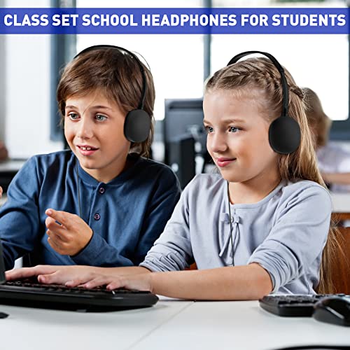 Konohan 18 Pack Class Set Headphones for Students Bulk Headphones for Classroom School Adjustable 3.5mm Wired Earphones Classroom Must Haves Teacher Supplies(Black) - color: Black
