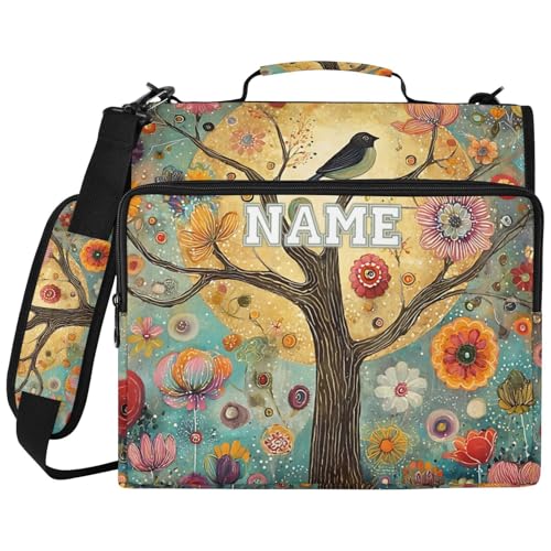 Custom 3 Ring Zipper Binder Glowing Pastel Dragon Head Nebula Artwork Personalized Name 1.5 inch Binders Large Capacity Multi Pockets for School Office Supplies - color: Custom Glowing Pastel Dragon Head Nebula Artwork