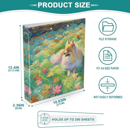3 Ring Binder with Clipboard, D Rings Holds 200 Sheets, Heavy Duty Binders Folder for School Office, Waterproof PVC Cover with 3 Interior Clear Pockets, Spitz Autumn