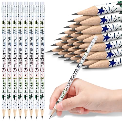 Tenceur 48 Pcs 4th Graders Pencils Bulk Motivational Pencils with Erasers Inspirational Pencil with Back to School Supplies for Kids Student Teacher Classroom Reward - style: 4th Graders