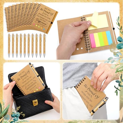 Yeaqee 100 Pcs Employee Appreciation Gifts Inspirational Gifts Set Mini Spiral Notebooks with Pen May You Be Proud of The Work You Do Motivational Thanks Gift for Staff Coworkers (Proud) - style: Proud