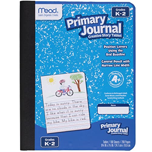 Mead Primary Journal Creative Story Tablet Composition Notebook, 7.5" x 9.75", Grades K-2, 100 Sheets, Blue (09554) - color: Blue, size: 1 Pack