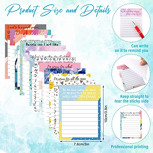 Geyee 24 Pcs Back to School Teacher Gifts Funny Sticky Notes with Funny Pens 3 x 4 Inch Employee Appreciation Gifts for Coworkers Teacher Employee Office Staff Work Team Appreciation Gift - style: Funny