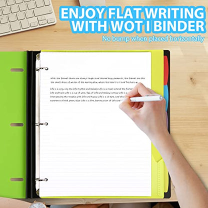 WOT I 1-Pack Telescoping 3 Ring Binder Notebook - Customizable Cover, 5 Dividers & Pocket Folder in One Slim Organizer (60 Sheets Included), Green - color: Green, size: 1 Pack