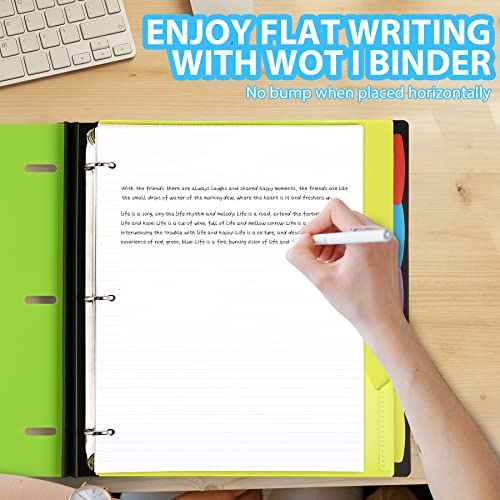 WOT I 2-Pack Telescoping 3 Ring Binder Notebooks - Customizable Cover, 5 Dividers & Pocket Folder in One Slim Organizer (60 Sheets Included), Green - color: Green, size: 2 Pack