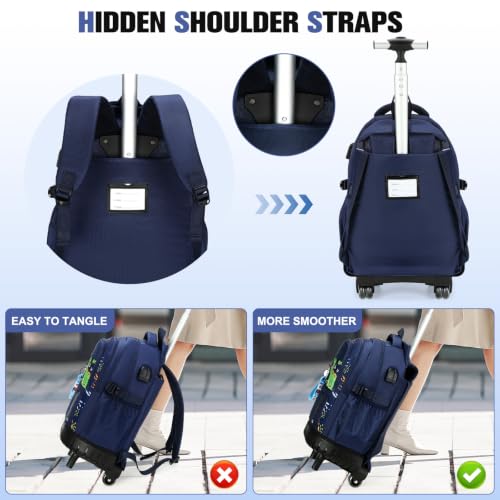 ACESAK Rolling Backpack for Boys, Kids Backpack with Wheels Portable with Insulated Lunch Box & Pencil Case, Multi-Pocket Roller Backpack for Preschool Kindergarten Kids Boys Travel(Dinosaur) - color: Dinosaur