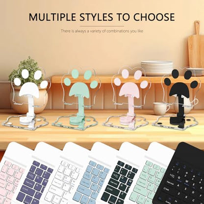 for Bluetooth Keyboard, Cute Tablet Stand Adjustable Adjustable & Foldable, Wireless Rechargeable Keyboard for iPad, iPad Pro/Mini/Air， Samsung Xiaomi Tablets, etc - Green - color: A-Keyboard-Green
