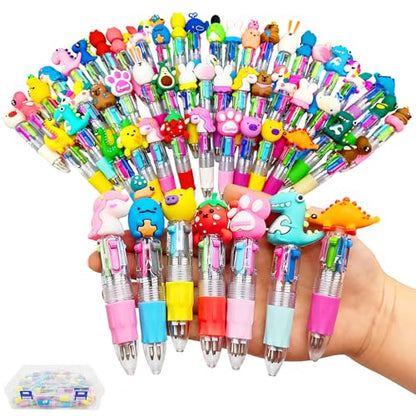 50Pcs 4-in-1 Mini Ballpoint Pens for Birthday Gifts | CPC-certified, quick-dry colorful ink, cute kawaii design, storage case.