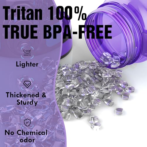OLDLEY Water Bottle, 32oz Motivational Sports Water Bottle with Time Marker - Times to Drink - Tritan, BPA Free, Wide Mouth Leakproof,Deep Purple - color: Deep Purple