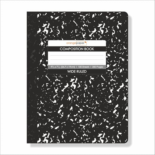 Composition Book – 100 Sheets, Wide Ruled, 9.75 x 7.5 inch – Durable Flex Cover – School & Office Use – Pack of 2 - color: Black Marble, size: Pack of 2