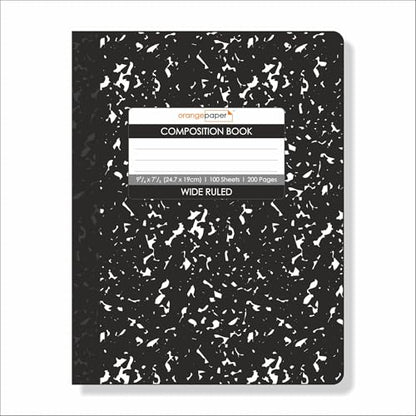 Composition Book – 100 Sheets, Wide Ruled, 9.75 x 7.5 inch – Durable Flex Cover – School & Office Use – Pack of 6 - color: Black Marble, size: Pack of 6