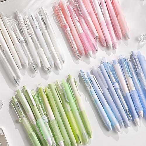5Pcs Retractable Gel Pen Quick Drying Gel Pen for Kid Student Adult Writing Noting Journaling School Office Supply - color: Blue-solid color