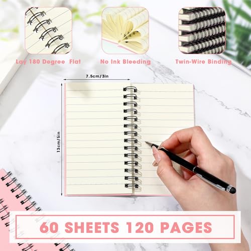 Jutom 54 Pcs Small Spiral Notebooks Memo Pads 3x5 Bulk Small Pocket Notepads Back to School Supplies Mini Notebook with Lined Mini Journals for Office & Work, 120 Pages (Pink) - color: Pink