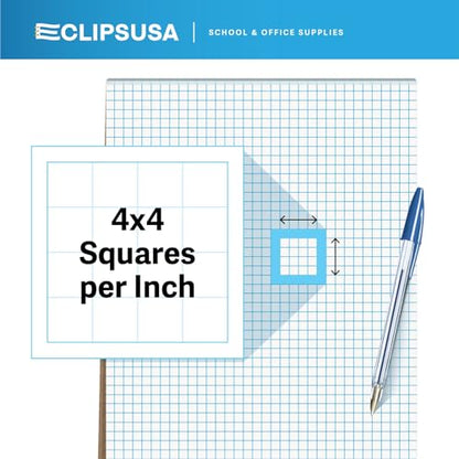 E-CLIPS USA Graph Paper Pad, Graph Paper Notebook, 4 x 4 An Inch Quad Ruled Graph Paper Pad, Graph Paper Pads 8.5 x 11, Drafting Paper, 50 Sheets Per Pad (48 Pack) - size: 48 Pack