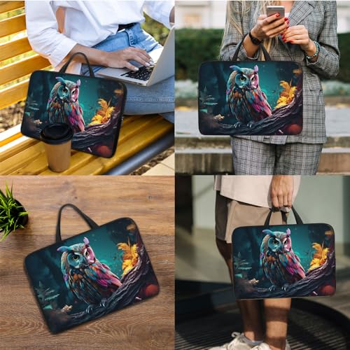 Laptop Sleeve Bag with Handle Computer Protective Soft Cover Case for 14 Inch 13 Inch Laptop,Art Owl - color: Art Owl