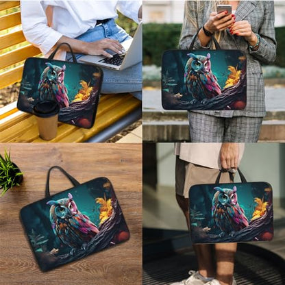 Laptop Sleeve Bag with Handle Computer Protective Soft Cover Case for 14 Inch 13 Inch Laptop,Art Owl - color: Art Owl