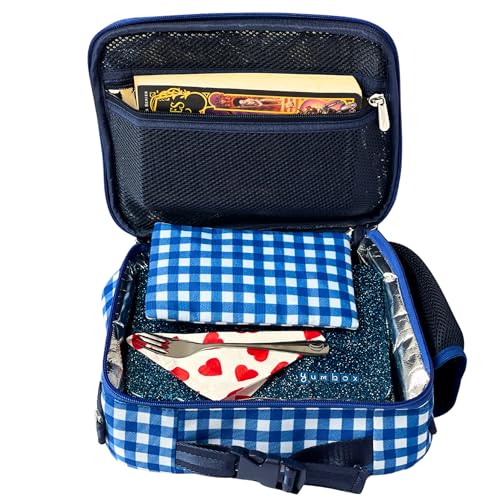 Yumbox Kids Insulated Lunch Bag, Fits Lunch Box & Bottle, Vichy Blue | Holds Lunch Box & Water Bottle | 3 Ways to Carry | Insulated EVA Lining | Wipe-Clean Fabric | Lightweight Design - color: Vichy Blue