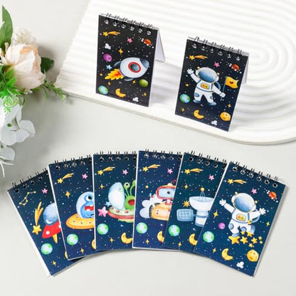 8 Pcs Mini Astronaut Spiral Notebooks 3.9 x 2.4 Inch, Mixed Blue Cartoon Space Themed Journal Lined Memo Pad, Portable Coil Notepads for Kids Birthday Holiday Party Student Classroom Gifts Supplies - color: Astronaut