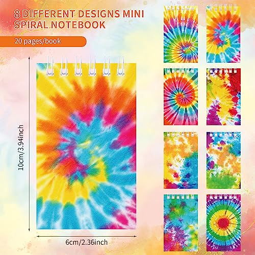 Zonon 48 Pcs Mini Tie Dye Notepads Bulk Blank Mini Spiral Notebooks Pastel Art Party Note Pads for Tie Dye Birthday Party Goodie Bag Fillers Classroom Rewards