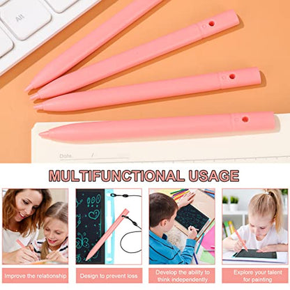 Flutesan 4.5 Inch LCD Writing Tablet Pen Replacement 4 Pcs Kids Stylus Pen for Drawing Tablet Doodle Pad with 4 Hanging Rope(Light Pink) - color: Light Pink