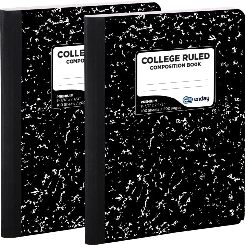 Enday Marble Composition Notebook College Ruled (2 Pack) 100 Sheets Black Composition Notebook For Back to School, Home and Office - size: 2 Pack