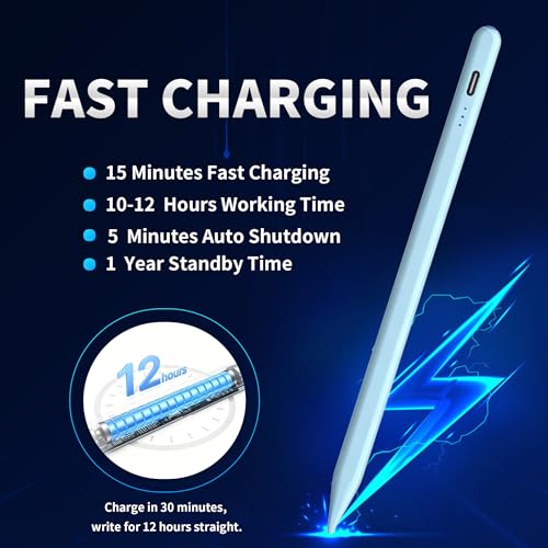 Stylus Pen Android for AMZ Tablet HD 10/Max 11 Compatible with Samsung/Lenovo,Accurate， Push-Button Switch On/Off,Long Battery Life+2Tips(NW Blue) - color: NW Blue