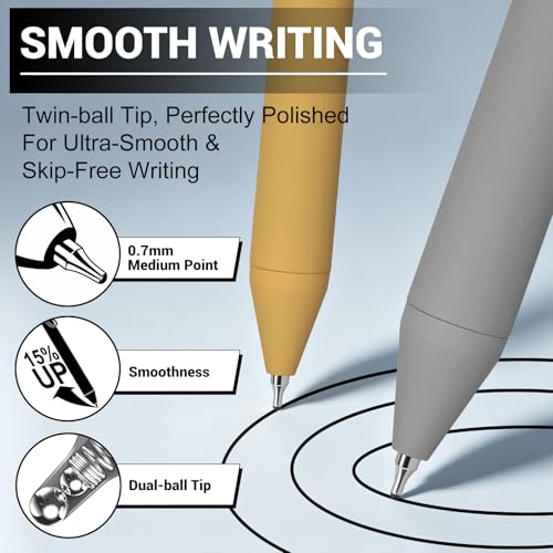Drawdart Smooth Writing Pens, 12 Pcs No Bleed & Smear, Black Ink Fine Point (0.7mm), Quick-Dry Retractable Gel Pens for Journaling, Note Taking, Office & Back-to-School Supplies - color: 12 Pcs Minimalist- Black Ink