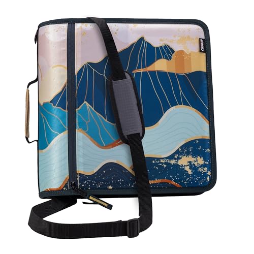 Case-it Mighty Zip Tab School Zipper Binder | 3-Inch O-Rings, 600-Sheet Capacity, 5-Subject Expanding File Folder, Multiple Pockets & Storage Organizer, Shoulder Strap | D-146 Mountains - color: H Mountains, size: 1 Pack