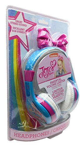 eKids JoJo Siwa Headphones for Kids, Volume Limited Wired Headphones with Parental Controls, Comfortable Over-Ear Headphones for School, Home, Travel, Multicolor, Model: JJ-140v8