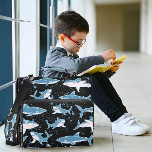 Personalized Hammerhead Shark 3 D-Ring Binder Bag Multi-Pocket Zipper Organizer with Handle and Detachable Shoulder Strap Holds 500 Sheets for School Office Supplies - color: Dhb-008