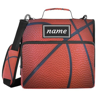 Kcldeci Personalized Zipper Binder 3 Ring，Closeup Basketball Texture Custom Zipper Binder Organizer 1.5inch for School and Office Expanding File Folder - color: A16