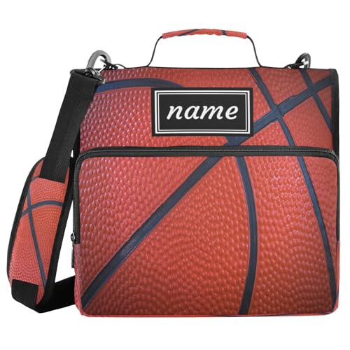 Kcldeci Personalized Zipper Binder 3 Ring，Closeup Basketball Texture Custom Zipper Binder Organizer 1.5inch for School and Office Expanding File Folder - color: A16