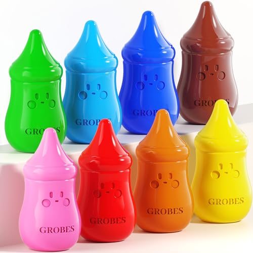 8 Colors Baby Crayons for Toddlers 1-3, Non-Toxic Washable Jumbo Silky Crayons for Kids Ages 4-8, Easy Grip,Engaging and Educational Art Supplies and Gift for Babies - color: 8 Colors