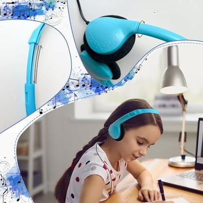 20 Pack Headphones for Kids Students School Classroom | Adjustable, 3.5mm Jack, Multi Color, Bulk Earphones for Library Children Adults