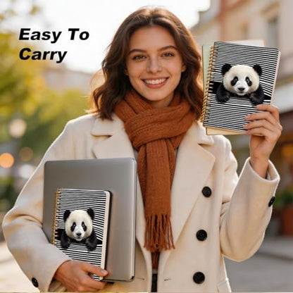 2 Pcs Panda Gifts for Women Spiral Notebook, Funny Panda Journal Notebook | A5 160 Pages College Ruled Notebooks, Spiral Notepad, Hardcover Journals for Writing Office, Pandas Lovers Gifts for Friends - color: Multicolour 0034