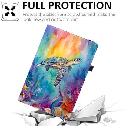 Universal 10 10.1 Inch Android Tablet Case,Slim Folding Stand Cover for All 9"-10.5" Touchscreen Tablet Case with Stylus Pen Holder,Sea Turtle - color: Sea Turtle