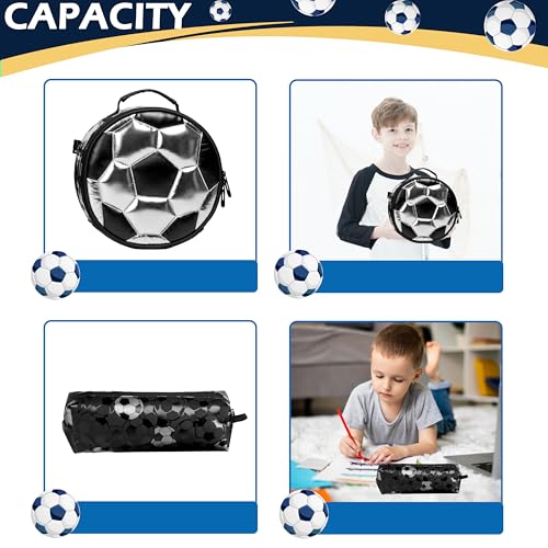Kids Rolling Backpack for Boys Roller Backpack with Wheels Elementary Kindergarten School Students Football Trolley School Bag for Boys - color: Silver