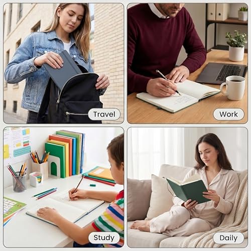 &And Per Se Lined Notebooks 3-Pack Gift Set, A5 Hardcover Journals, 160 Pages 100gsm Thick Paper, Journaling Notebook for Office School (Black) - color: Black, style: 3 Pack-Lined