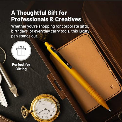 Everyman Amber Grafton Super Matte Full Click Refillable Gel Pen | Durable EDC Writing Tool with Deep Grip | Smooth 0.7mm Ink Flow for Daily Use, Notes, Journaling, and Office Essentials - color: Amber, style: Full Click