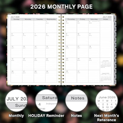 Planner 2026-2027, Weekly and Monthly Academic Planner, Jul 2026 - Jul 2027, 8.5"x11" Large Hardcover Daily Planner Calendar with Tabs for Women, Year Planning Agenda for Teacher and Student (Flowers-2) - color: Flowers-2