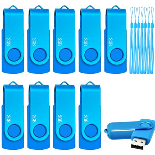 2GB Flash Drive 10 Pack Nicepicten USB 2.0 Thumb Drive USB Memory Stick | Swivel Zip Drive USB Jump Drive with Lanyard for Data Storage and Backup (Blue, 2GB 10PCS) - color: 10PCS(Blue), size: 2GB