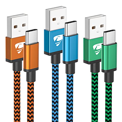 Aioneus USB A to USB C Cable 3-Pack 3FT, Durable Fast Charging Braided USB C Charger Cord, Type C Charging Cable for Samsung Galaxy A03s A02s S22 S21 S20 S10 S9 A11 A12 A13 A20 A21 A32, Moto G7, LG - size: 3ft+3ft+3ft, style: USB C
