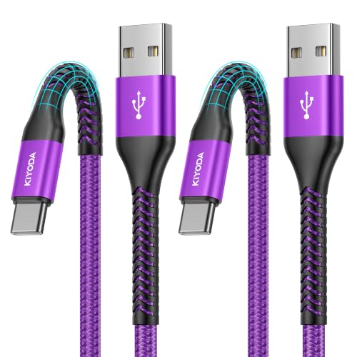 USB C Cable 3A Fast Charging [2Pack 6FT], USB A to USB C Cable for CarPlay, Super Durable USB to USB C iPhone Charger USB Type C Cord for iPhone 17/16/15/Pro Max/Plus, Samsung Galaxy S26 and More-Grey - color: Purple, size: 6FT, style: USB A to USB C