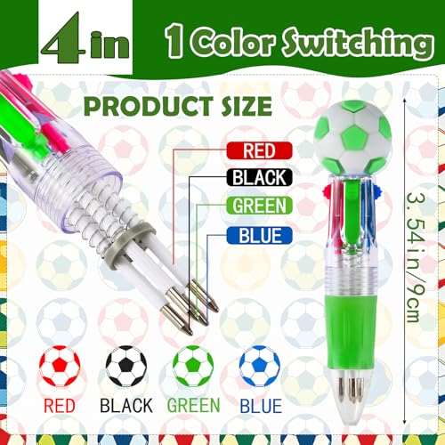 24Pcs Soccer Mini Multicolor Pens in One 4-in-1, Cute Pens Bulk for Party Favors and Birthdays, Ballpoint Pen Back To School Gifts Classroom Student Prizes - style: Soccer-24pcs