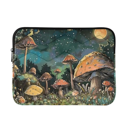 Mushroom Forest Moon Laptop Sleeve 13 inch Cute Laptop Bag 14 inch Waterproof Computer Bag for Women Laptop Accessories Computer Cover Bag for Tablet Men, A06D24018 - color: Mushroom Forest Moon