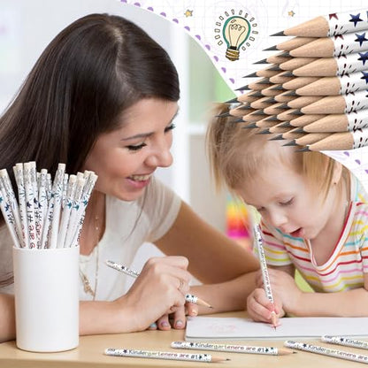 Tenceur 48 Pcs Kindergarten Pencils Bulk Motivational Pencils with Erasers Inspirational Pencil with Back to School Supplies for Kids Student Teacher Classroom Reward - style: Kindergarteners