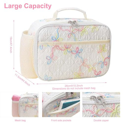 RHCPFOVR Kids Lunch Bag - Insulated Lunch Box for Boys Girls,Washable Lunch Bag and Reusable Toddler Leak-proof Lunchbox for School and Daycare - color: Beige Embroidery