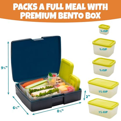 Bentology Bento Lunch Box with 5 Removable Containers – Includes Measurements for Portion Control – On-the-Go Meal and Snack Packing (Translucent Midnight) - color: Translucent Midnight