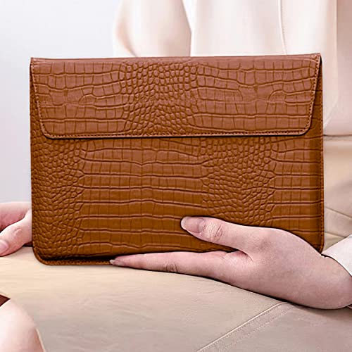 Protective Slim Portable Laptop Sleeve 13-13.6 Inch Crocodile PU Leather Case for MacBook Neo 13 A18 Pro A3404 Air 13 Pro 13 M5 A3449 M4 A3240 M3 M2 M1, for HP Dell Microsoft Notebook, Brown - color: Brown